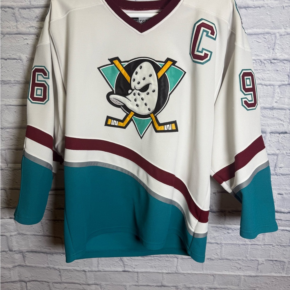 Men's Teal and White Hockey Jersey